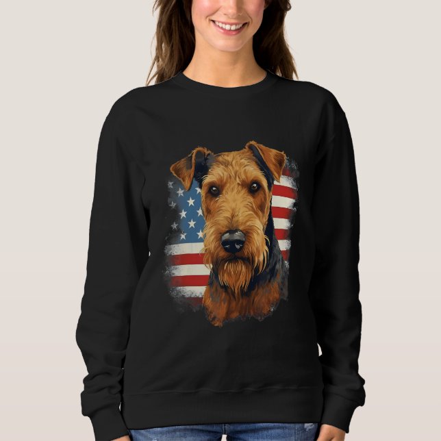 4th Of July US Flag Lakeland Terrier Dog Sweatshirt (Vorderseite)