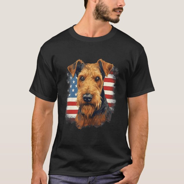 4th Of July US Flag Lakeland Terrier Dog T-Shirt (Vorderseite)