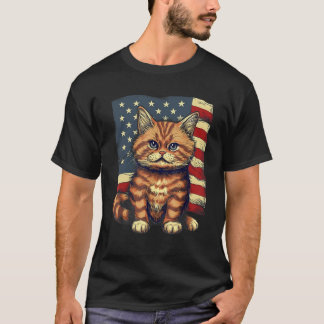 4th Of July US Flag Munchkin Cat T-Shirt