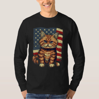 4th Of July US Flag Munchkin Cat T-Shirt