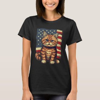 4th Of July US Flag Munchkin Cat T-Shirt