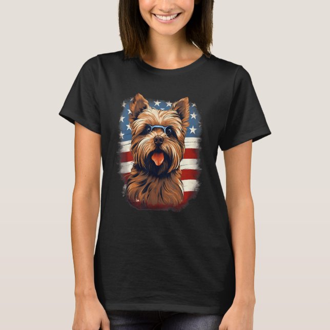 4th Of July US Flag Norfolk Terrier Dog T-Shirt (Vorderseite)
