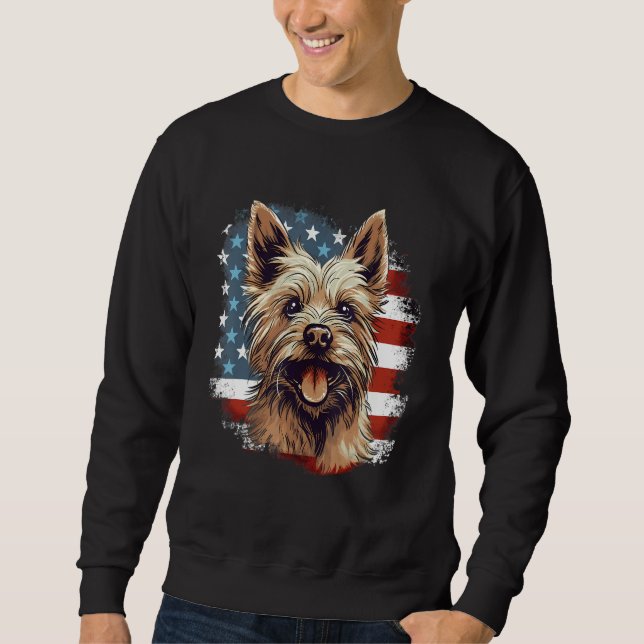 4th Of July US Flag Norwich Terrier Dog Sweatshirt (Vorderseite)