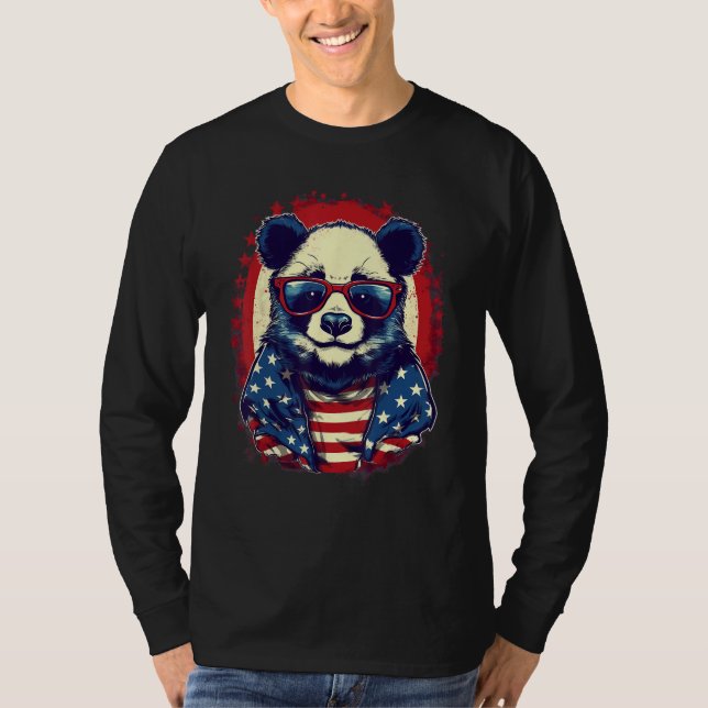 4th Of July US Flag Panda T-Shirt (Vorderseite)