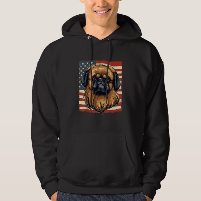 4th Of July US Flag Pekingese Dog Hoodie (Vorderseite)