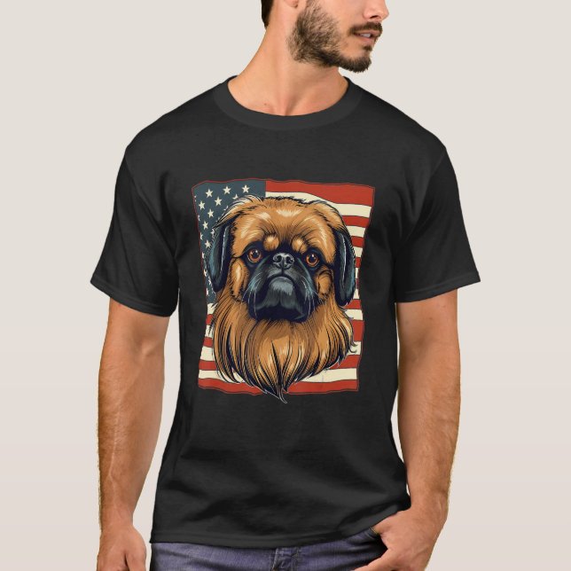 4th Of July US Flag Pekingese Dog T-Shirt (Vorderseite)