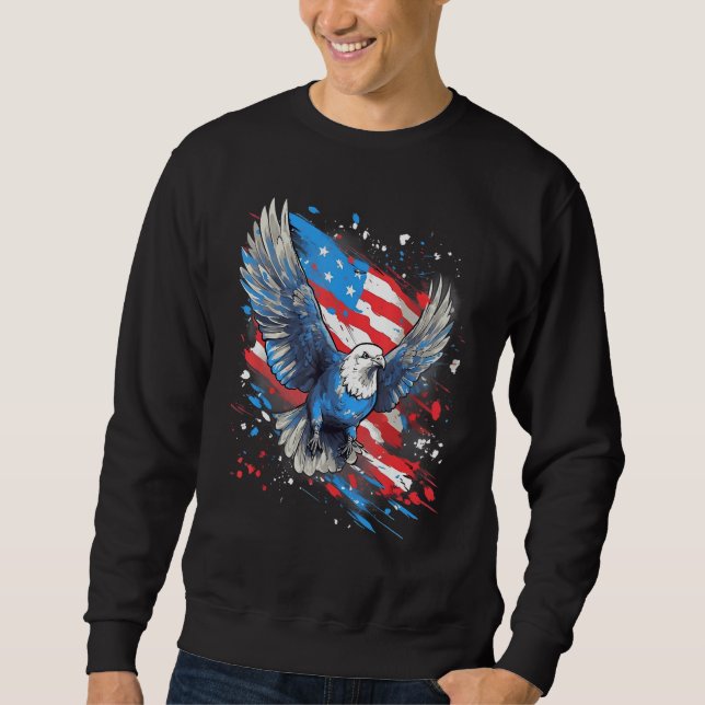 4th Of July US Flag Pigeon Sweatshirt (Vorderseite)