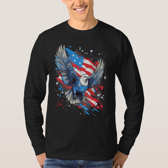 4th Of July US Flag Pigeon T-Shirt (Vorderseite)