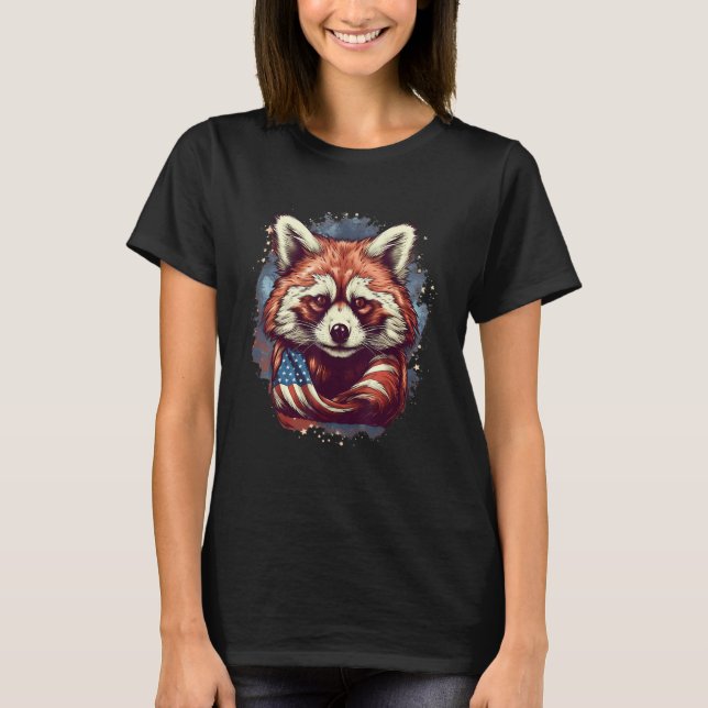 4th Of July US Flag Red Panda 2 T-Shirt (Vorderseite)