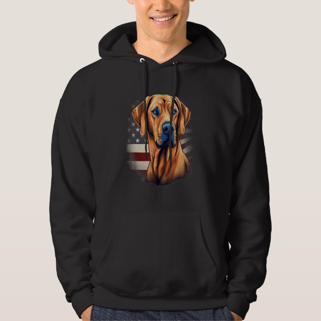 4th Of July US Flag Rhodesian Ridgeback Dog 1 Hoodie (Vorderseite)