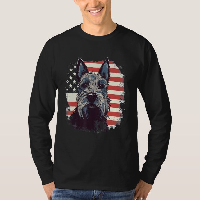 4th Of July US Flag Scottish Terrier Dog 3 T-Shirt (Vorderseite)