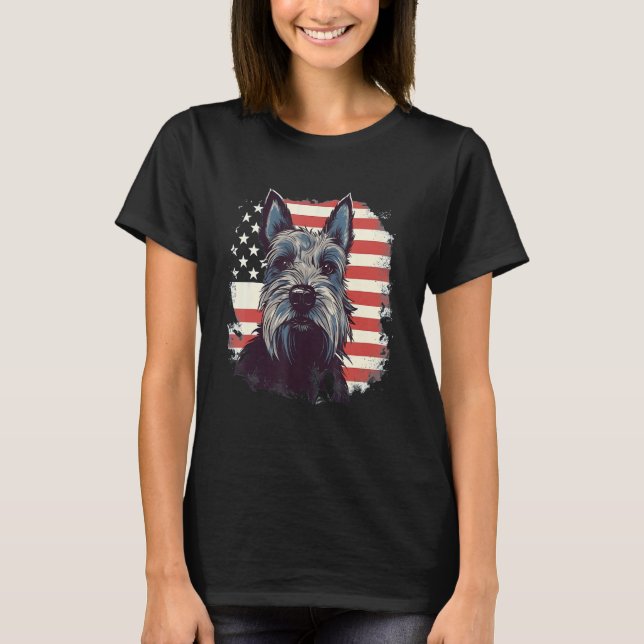 4th Of July US Flag Scottish Terrier Dog 3 T-Shirt (Vorderseite)