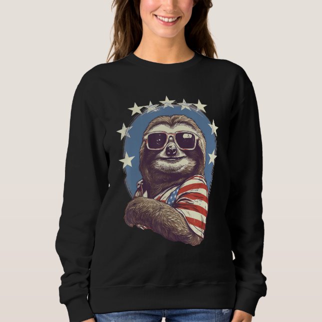 4th Of July US Flag Sloth Sweatshirt (Vorderseite)