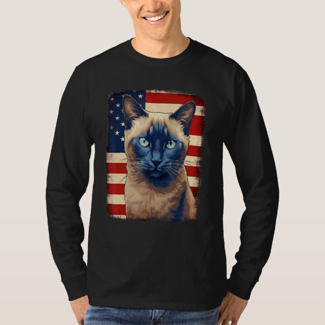 4th Of July US Flag Tonkinese Cat T-Shirt (Vorderseite)