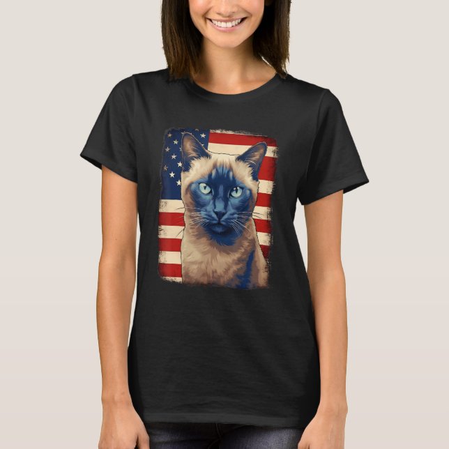 4th Of July US Flag Tonkinese Cat T-Shirt (Vorderseite)