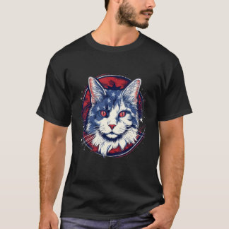 4th Of July US Flag Turkish Van Cat T-Shirt