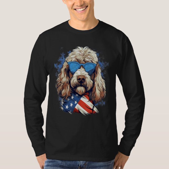 4th Of July US Flag Whoodle Dog T-Shirt (Vorderseite)