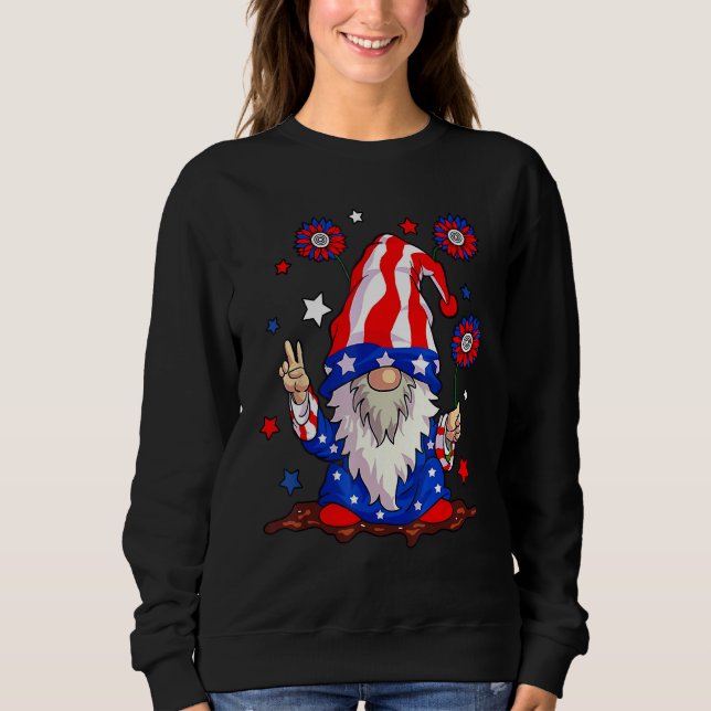 4th of July USA American Flag Gnomes Patriotic Men Sweatshirt (Vorderseite)