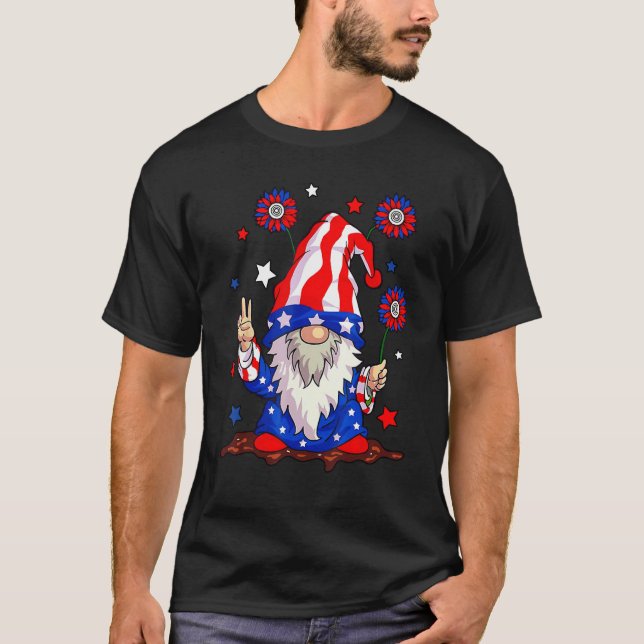 4th of July USA American Flag Gnomes Patriotic Men T-Shirt (Vorderseite)