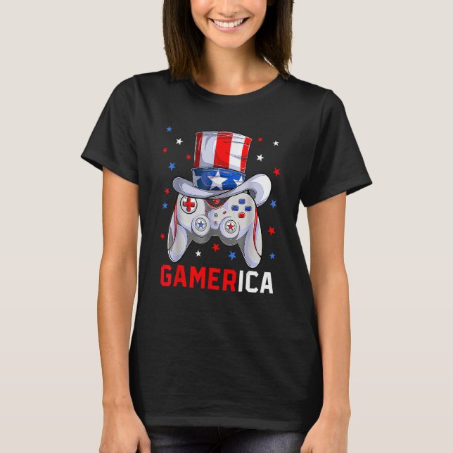4th Of July Video Game American Flag Uncle Sam Gam T-Shirt (Vorderseite)