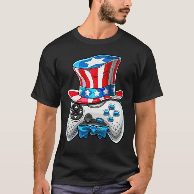 4th Of July Video Game American Flag Uncle Sam Gam T-Shirt (Vorderseite)