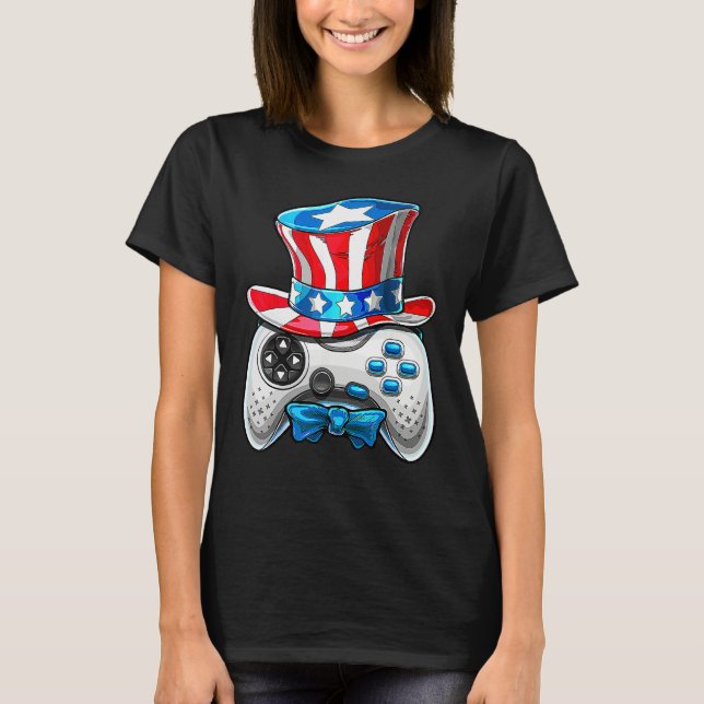 4th Of July Video Game American Flag Uncle Sam Gam T-Shirt (Vorderseite)