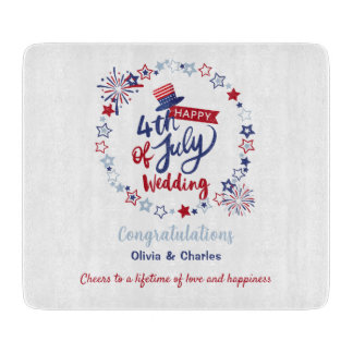 4th of July Wedding | Personalized Bride & Groom  Schneidebrett