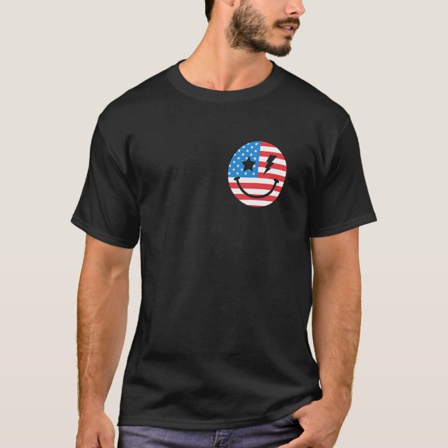 4th Of July Women Men Party In Usa Smile Face 2 Si T-Shirt (Vorderseite)
