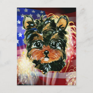 4th of July YORKIE POO Postkarte
