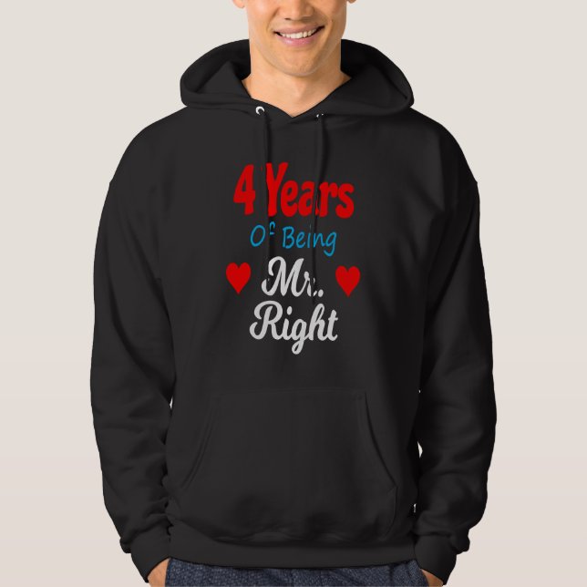 4th Wedding Anniversary for Men Him Mr Right Husba Hoodie (Vorderseite)