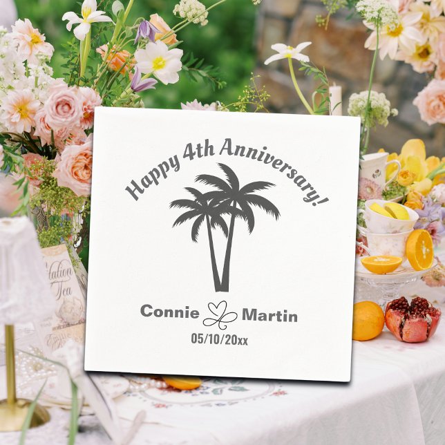 4th Wedding Anniversary Palm Trees Serviette (Von Creator hochgeladen)