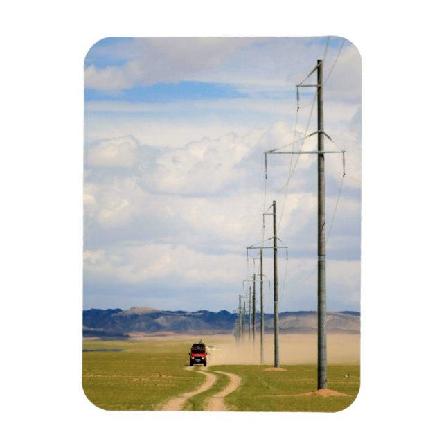 4X4 Fahrzeuge auf der Straße, Wüste Gobi Magnet (Vertikal)