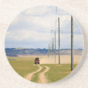 4X4-Fahrzeuge auf einer unbefestigten Straße, Gobi Sandstein Untersetzer
