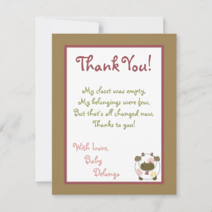 4x5 FLAT Danke Card Abbys Farm Pink Girly Barn