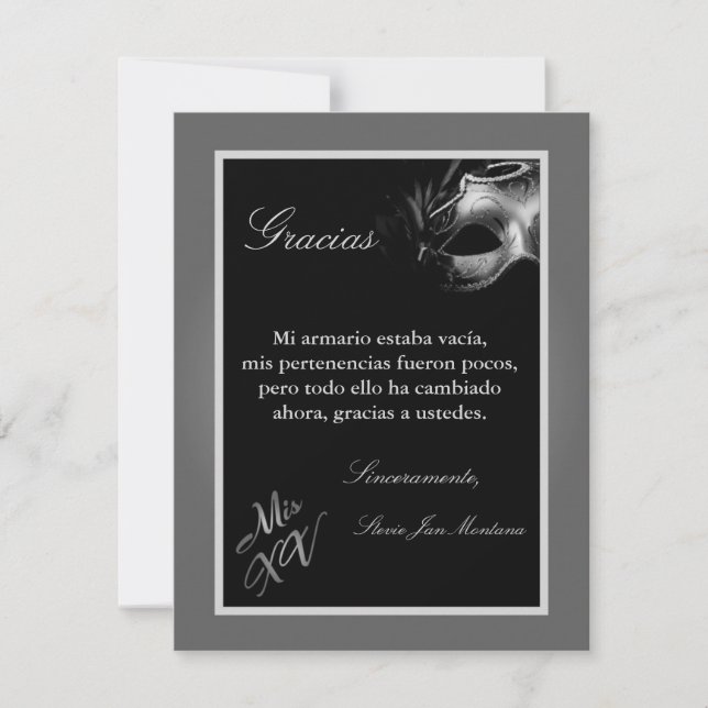 4x5 FLAT Danke Card Mis XV Silver (Vorderseite)