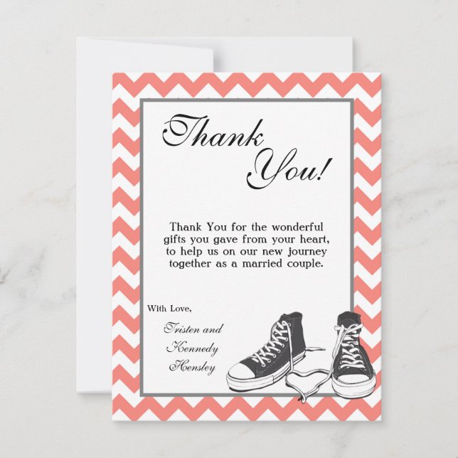 4x5 FLAT Danke Card Teenager Sneakers Zickzack (Vorderseite)