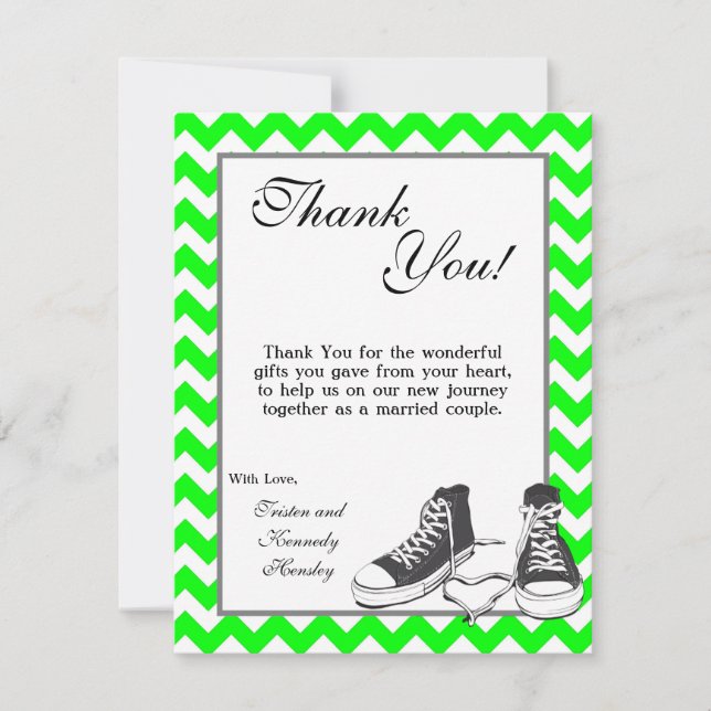 4x5 FLAT Danke Card Teenager Sneakers Zickzack (Vorderseite)