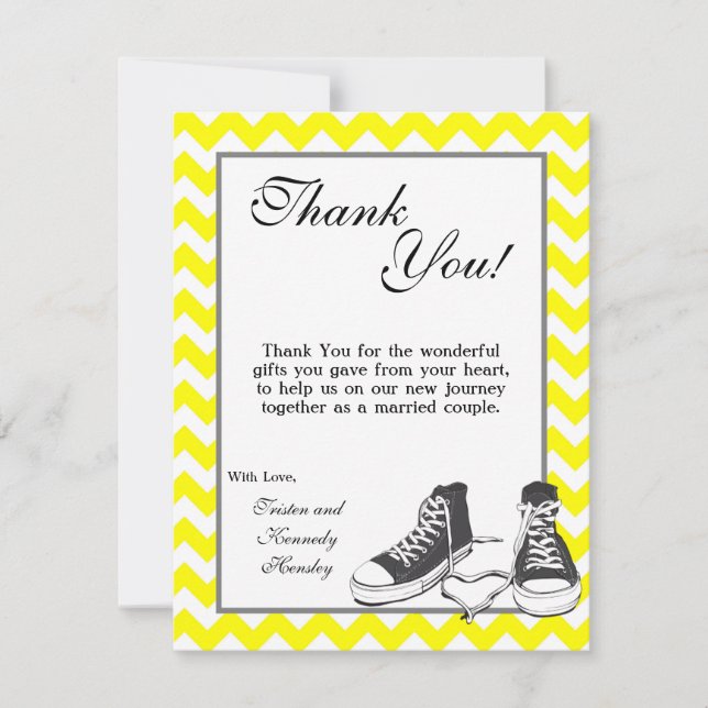 4x5 FLAT Danke Card Teenager Sneakers Zickzack (Vorderseite)