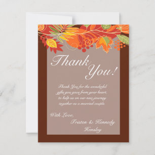4x5 FLAT Danke Karte Autumn Leaves Fall Floral