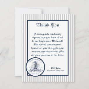 4x5 FLAT Vielen Dank Card Blue Seepferd Streifen S Dankeskarte