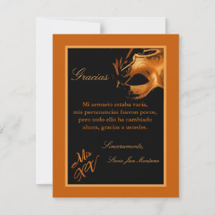 4x5 FLAT Vielen Dank Card Mis XV Orange Dankeskarte