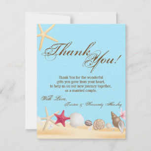 4x5 FLAT Vielen Dank Card Muscheln Beach Sand Ocea Dankeskarte