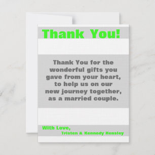 4x5 FLAT Vielen Dank Karte Moderne Neon Strip Gree