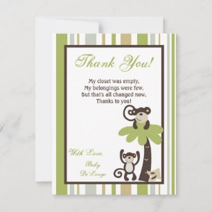 4x5 FLAT Vielen Dank Karte Monkey Time Zoo Tier