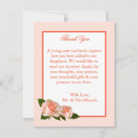 4x5 FLAT Vielen Dank Karte Pink/Peach Rose mit Ver