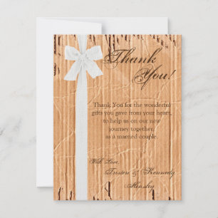 4x5 FLAT Vielen Dank Kartenpappe Flap White Ribbo Dankeskarte