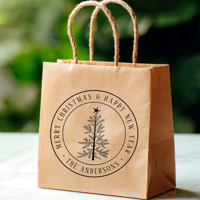 4X5 Merry Christmas & Happy New Year Round Gummistempel (Von Creator hochgeladen)