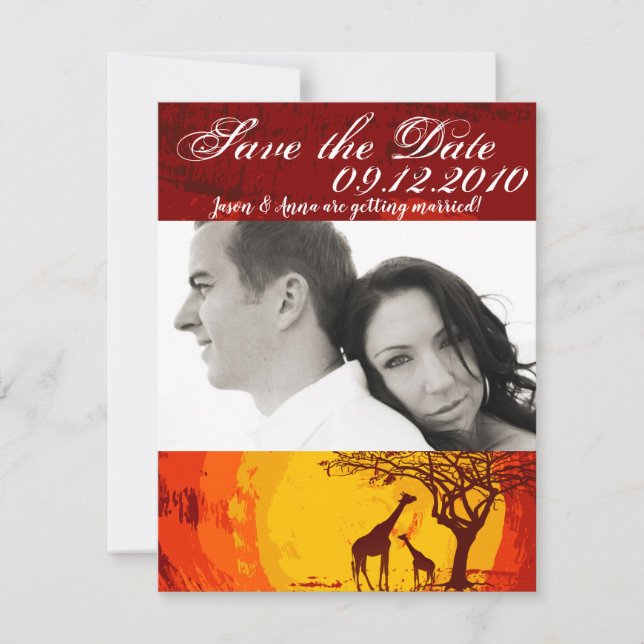 4x5 Save the Date Karte Afrikanische Safari Giraff (Vorderseite)