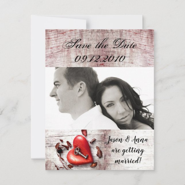 4x5 Save the Date Karte Land Holzschlüssel für mei (Vorderseite)