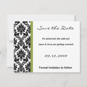 4x5-Save the Date-Karte - Schwarze Damaskus und Gr Save The Date